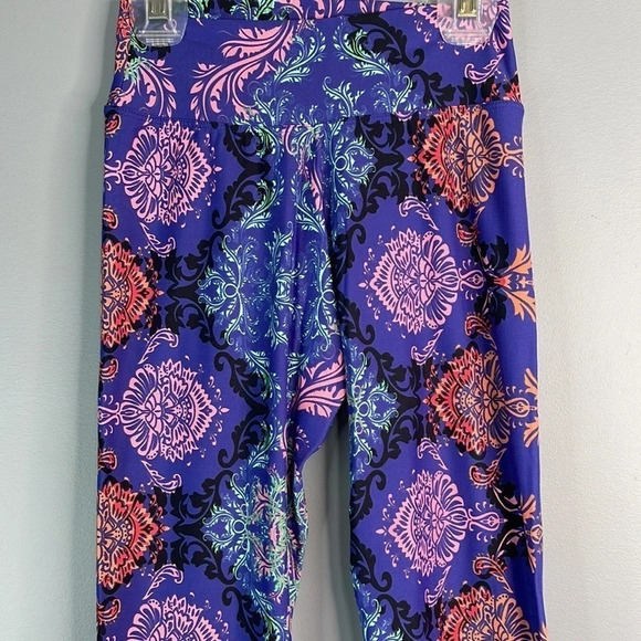 LIQUIDO Printed Yoga Leggings Purple Zen Mid-Rise Crop 7/8 Length Size Medium - Picture 3 of 8